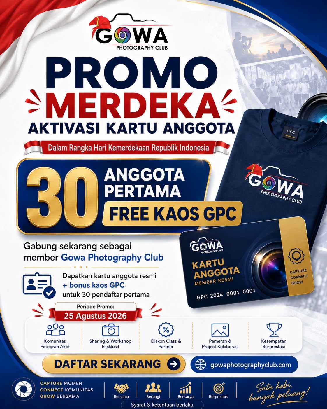 Gowa Photography Club Hadirkan Promo Merdeka, 30 Anggota Pertama Dapat Kaos GPC Gratis